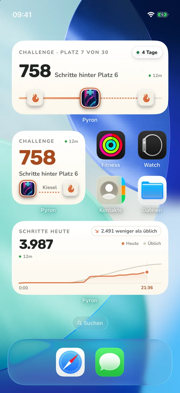 Pyron-Widgets auf dem Homescreen