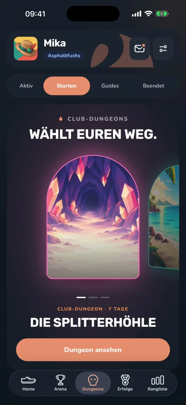 Dungeons, „Starten“: die Splitterhöhle als Tor